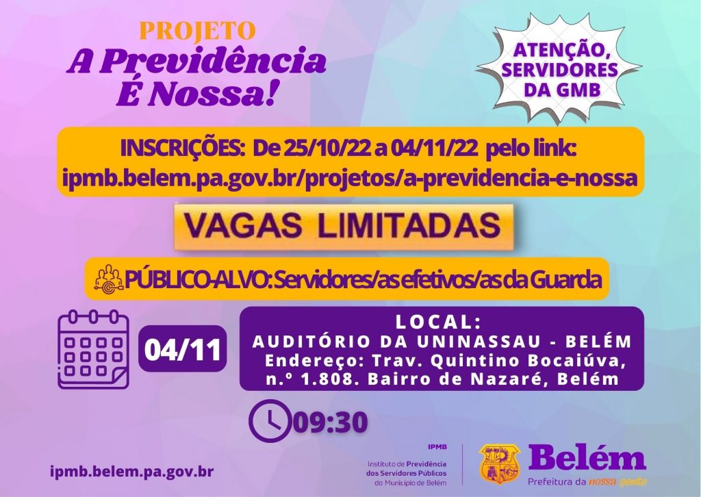 Cartaz de inscrição A Previdência é Nossa Funbosque e AROUT